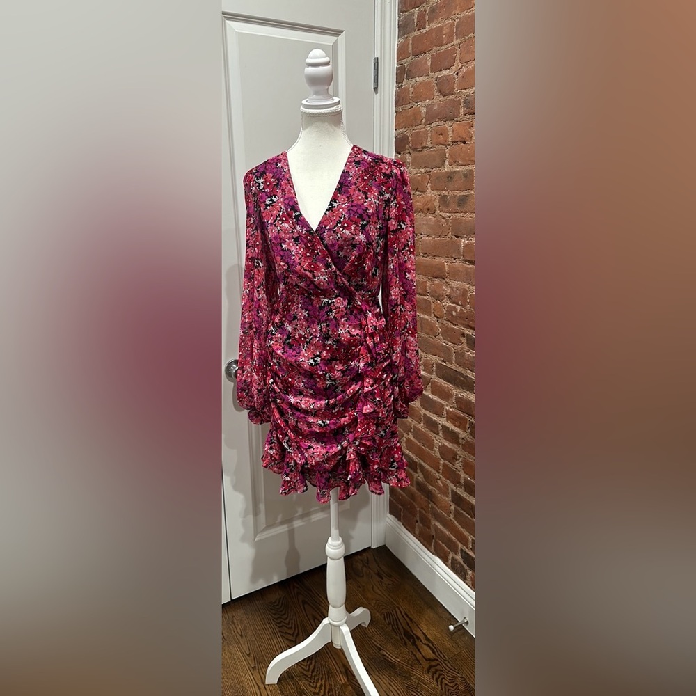 Express Vibrant Floral Long Sleeve Dress